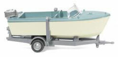 1/87 Trailer Motorboat Loaded Cream/Pastel Turquoise