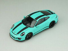 1/43 Porsche 911R 2016 Mintgreen with Black Stripes Black Side Decal, Black Writing, Black Wheels
