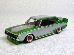 DISM Diecast Model Car 1/43 Green/Silver GC110 Skyline (Yonmeri) 2000GT Custom Style
