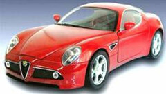 Cararama Diecast Complete Model 1/24 Alpha Romeo 8C Dark Red