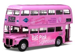 Model Car 1/24 Big Pink Sight Seeing Route Master - Ambassador Gray Line (Pink)