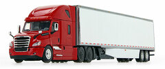 1/64 Freightliner Cascadia High Roof Utility Trailer Red/White