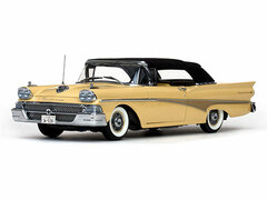 Sunstar Model Car 1/18 1958 Ford Fairlane 500 Closed Convertible (Black/ Cream Yellow)