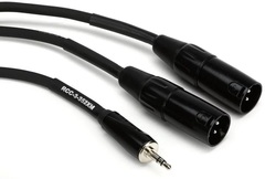 Roland RCC-3-352XM Black Series 3.5mm TRS Male to Dual XLR Male Insert/Splitter Cable - 3 foot