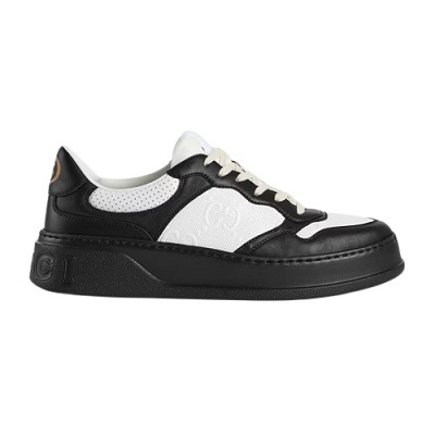 Gucci - MENS GG EMBOSSED SNEAKER - White and Black Leather