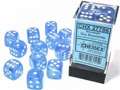 Chessex Dice CHX 27786 Borealis 16mm D6 Sky Blue/White Luminary Set of 12