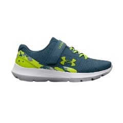 Under Armour - Boys' Pre-School UA Surge 3 Printed Running Shoes - Static Blue-Lime Surge-400