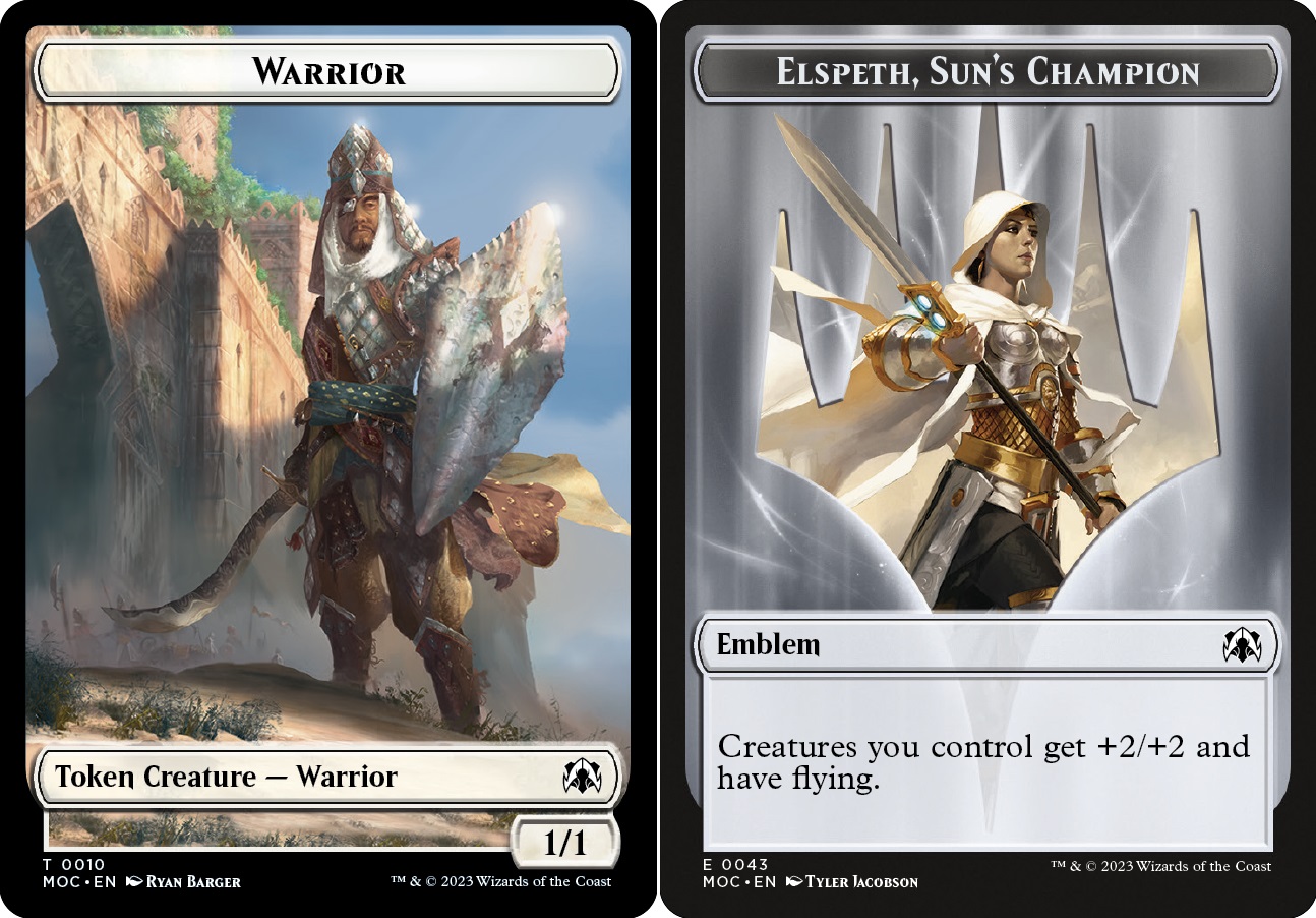Warrior // Emblem - Elspeth, Suns Champion Double-sided Token