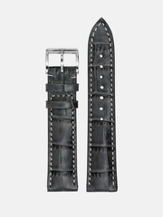 MeisterSinger - Calf Leather Strap With Crocodile Grain - Anthracite With White Stitching - SG06W