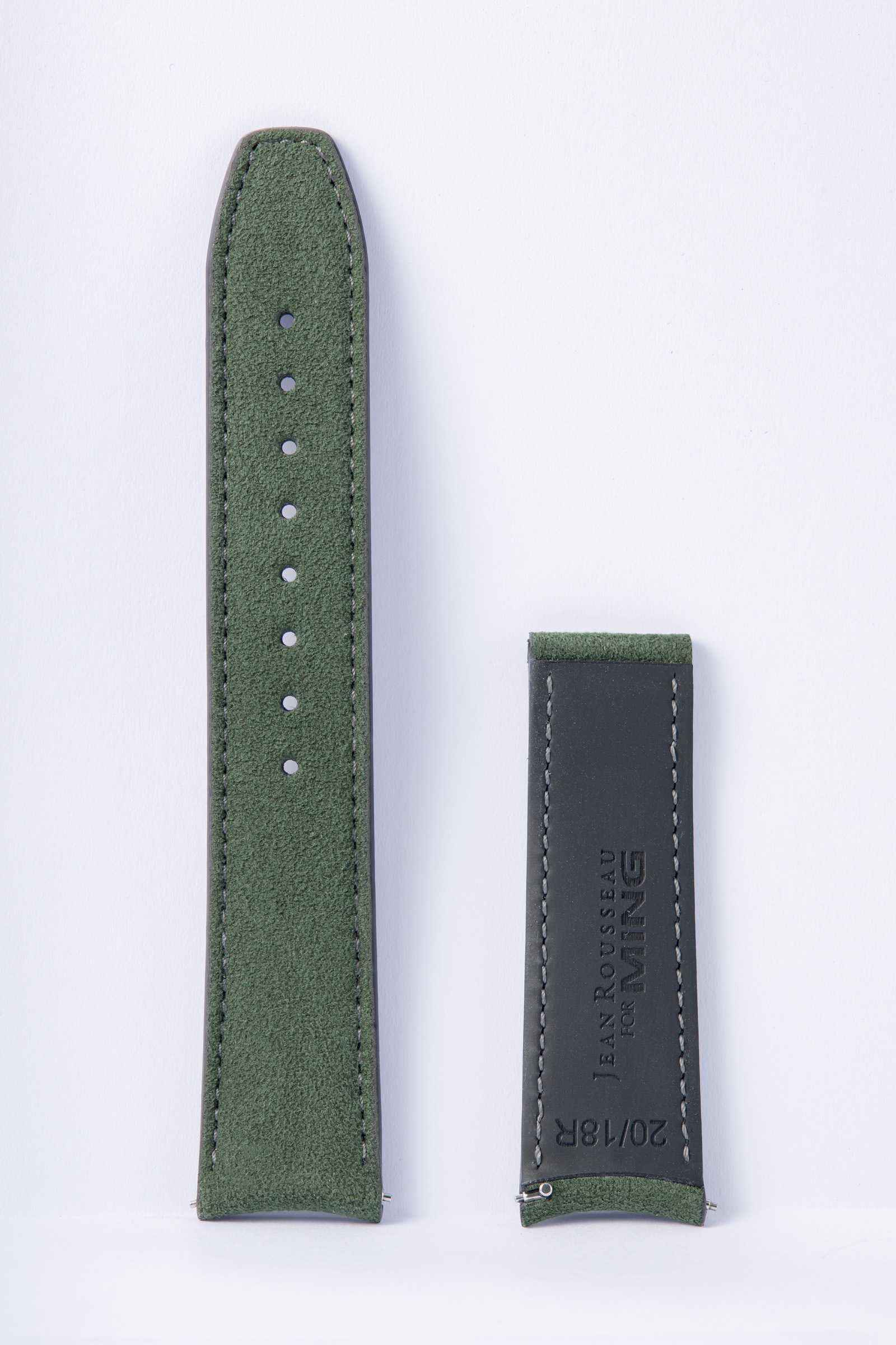 Ming 22MM Short - Green Alcantara Strap
