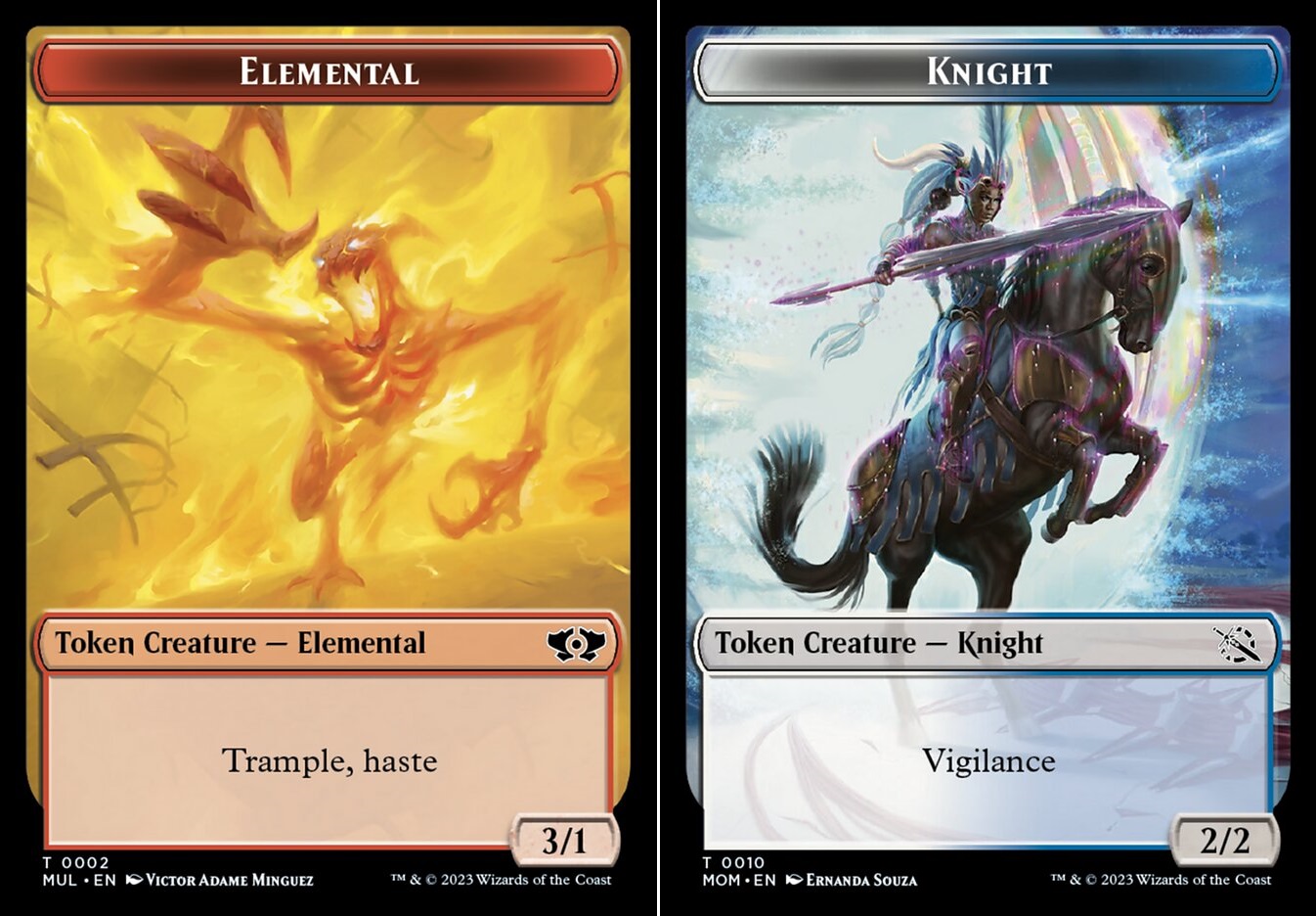 Elemental (002) // Knight (010) Double-Sided Token - Foil