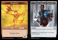 Elemental (0002) // Emblem - Teferi Akosa of Zhalfir Double-Sided Token - Foil