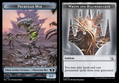 Phyrexian Myr (0001) // Wrenn and Realmbreaker Emblem (0023) Double-Sided Token - Foil