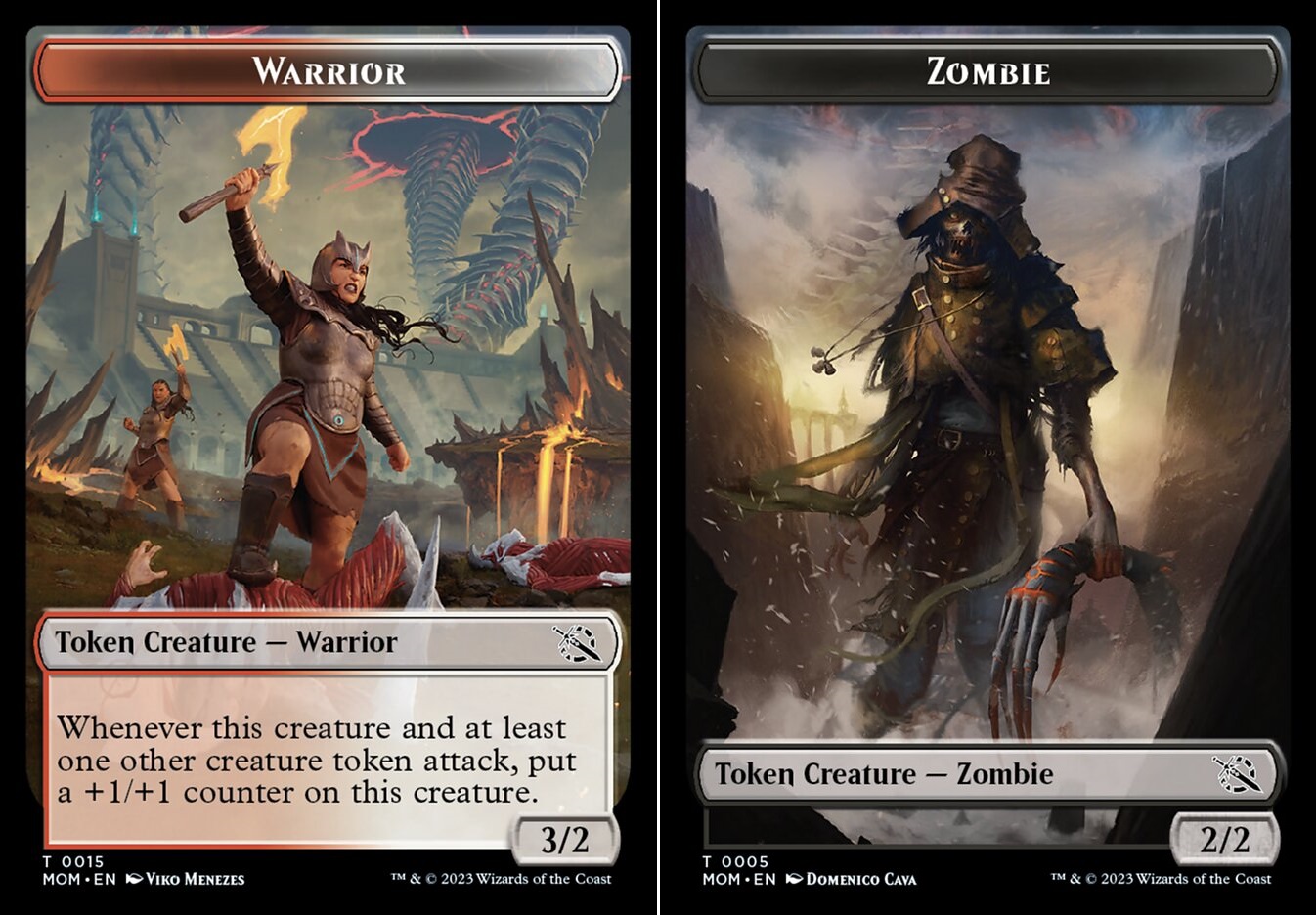 Warrior (015) // Zombie (005) Double-Sided Token - Foil