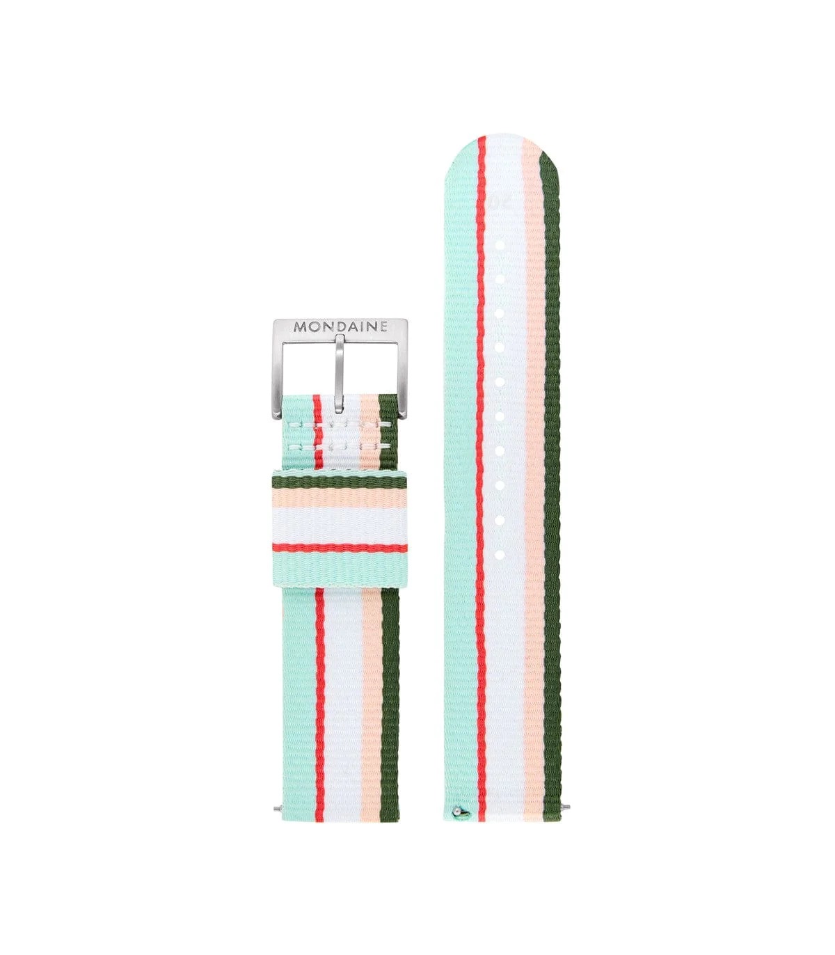 Mondaine - Green/Rose Striped Textile Strap 20mm - FT3120.60Q.1