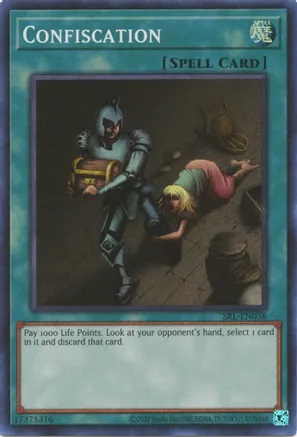 Confiscation - SRL-EN038 - Super Rare - Unlimited 25th Anniversary Edition - Yu-Gi-Oh! Singles Spell Ruler (25th Anniversary Edition) - Illustrious Cards and Games Confiscation - SRL-EN038 - Super Rare - Unlimited 25th Anniversary Edition - Yu-Gi-Oh! Singles Spell Ruler (25th Anniversary Edition) - Illustrious Cards and Games