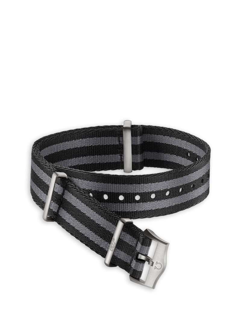 Omega - Nato Strap Polyamide Black/Grey 20mm - 031Z017955