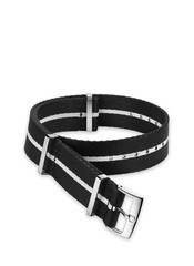 Omega - Nato Strap Polyamide Black With White Stripe 19‑20mm - 031CWZ010698