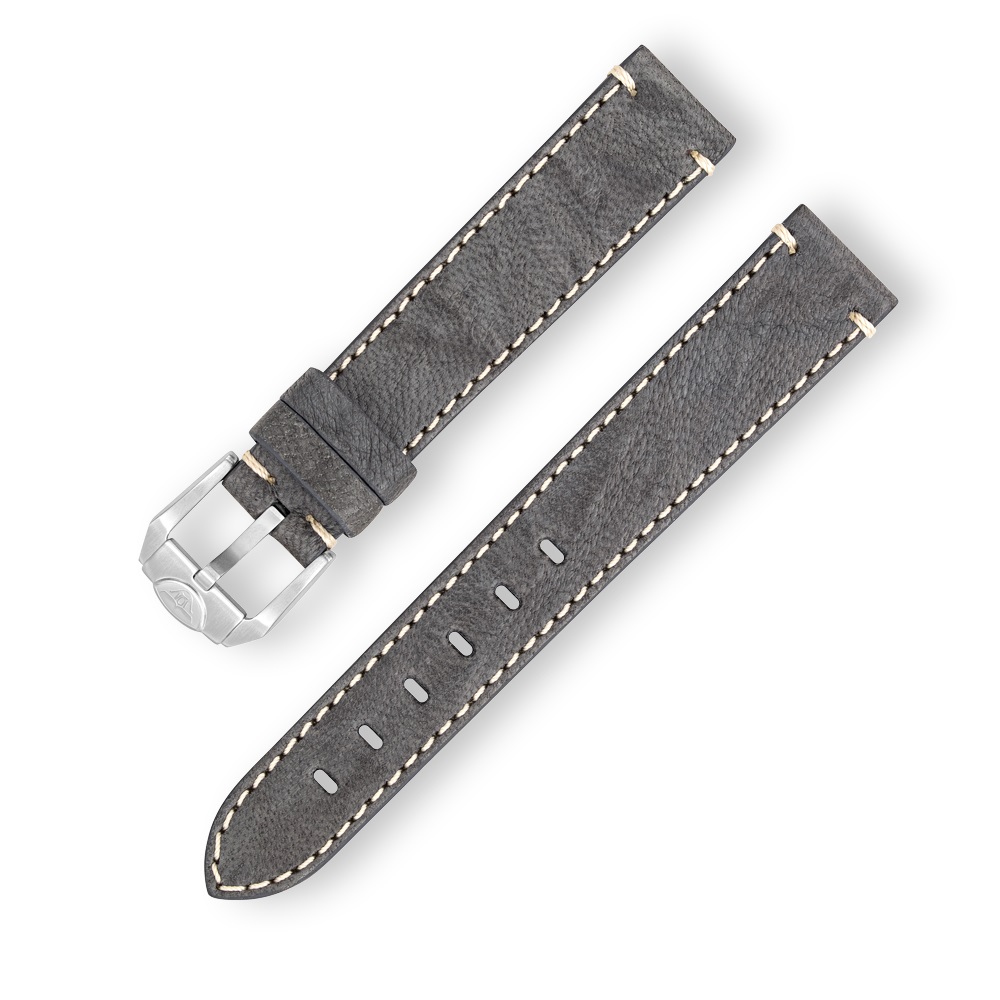 Squale Stitched Leather Grey Strap 18mm - CINLEG18