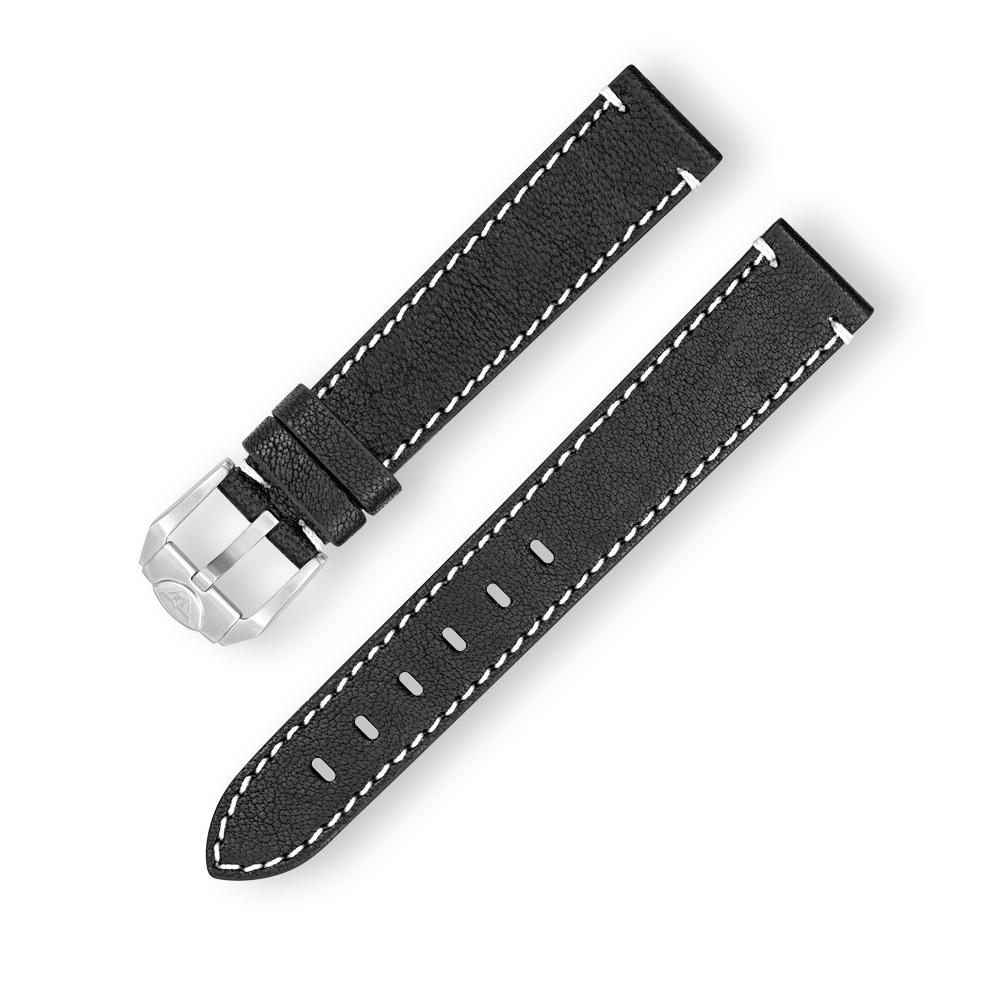 Squale Stitched Leather Black Strap 18mm - CINLEBK18