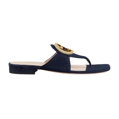 Gucci - Womens Gucci Blondie thong sandal - Deep Blue Suede