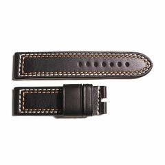 Steinhart Leather Strap Black With Contrast Stitching White/Orange Size M - 211-0213