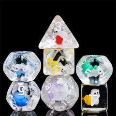 7 Colors of Snails Set of 7 Filled Polyhedral Dice with White Numbers