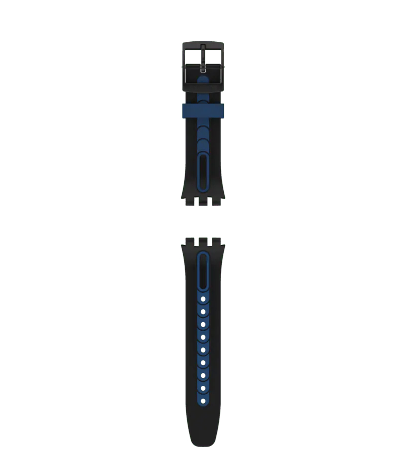 Swatch Chrono Plastic Black-Blue Silicone Strap - ACSUSB406
