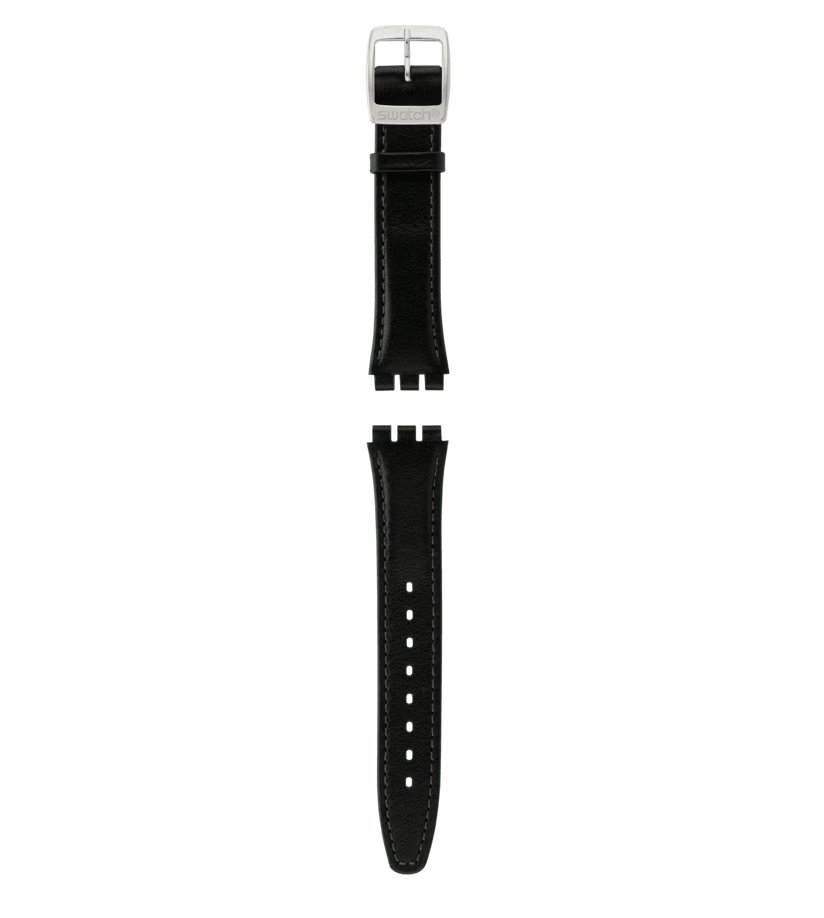 Swatch Irony Medium Black Leather Strap - ACYLS442