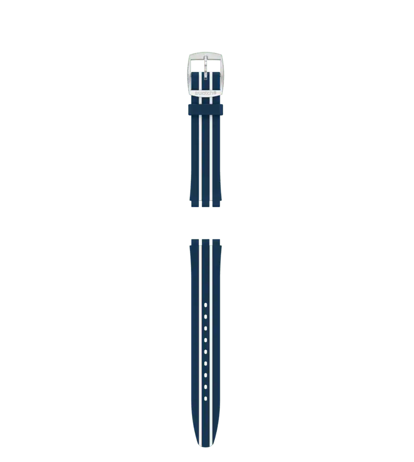 Swatch Skin Irony Blue-White Silicone Strap - ACSYXS106
