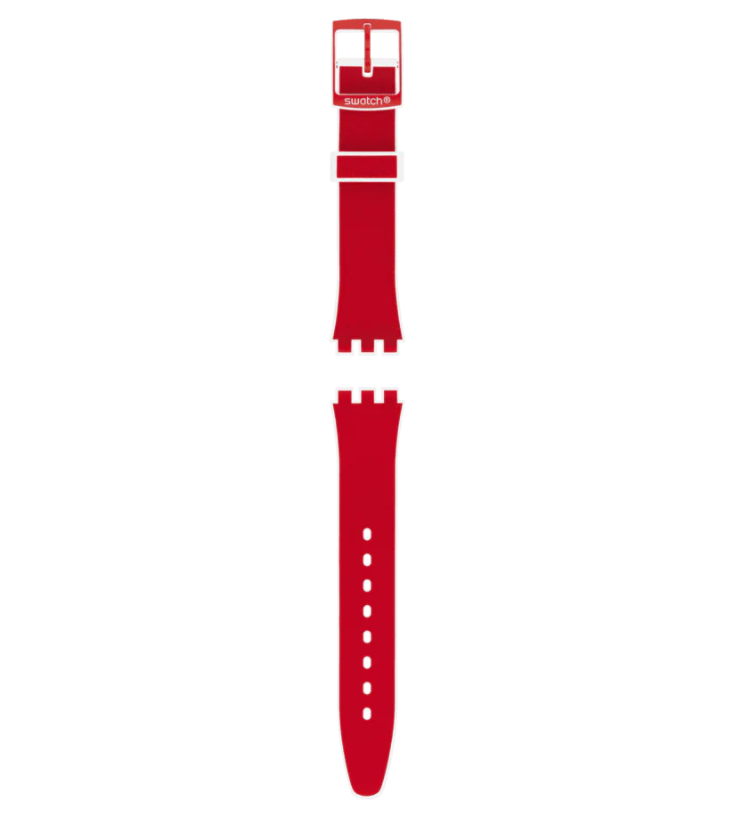 Swatch Gent Red-White Silicone Strap - ACGW705