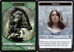 Beast // Emblem - Liliana, Defiant Necromancer Double-sided Token