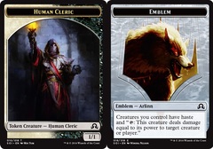 Arlinn, Embraced by the Moon Emblem (018) // Human Cleric (010) Double-Sided Token