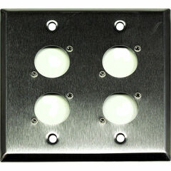 Whirlwind WP2/4NDH 2-Gang Wall Plate Punched for 4 Neutrik XLR Terminals (Stainless Steel Finish)