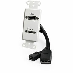 Comprehensive HDMI and USB Type-C Pigtail Wall Plate (White)