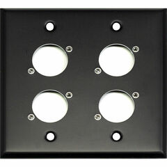 Whirlwind WP2B/4NDH 2-Gang Wall Plate Punched for 4 Neutrik XLR Terminals (Black Finish)