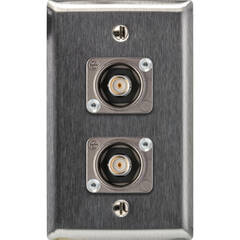 My Custom Shop Dual Recessed 12G-SDI BNC Female Wall Plate (Stainless Steel)