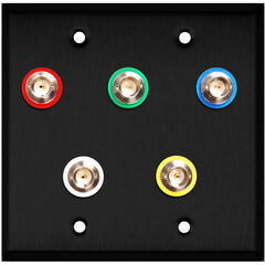 My Custom Shop 5-BNC 2-Gang Wall Plate (Canare Terminals, Black Anodized)