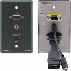 Kramer 15-Pin Sub-D HD VGA, 3.5mm Audio, and HDMI Wall Plate (Gray)