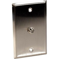 TecNec WPL-1107 Stainless Steel 1-Gang Wall Plate with Female Coax Barrel Connector