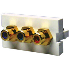 NTW 3UN-FFRGB-G 3 x RCA Female to Female Coupler Adapter Module (1U)