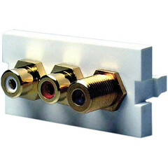 NTW 3UN-FFWR-G 3 x RCA Female to Female Coupler Adapter Module (1U)