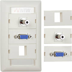NTW Pre-Configured Customizable UniMedia Wall Plate with VGA & 1/8