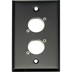 Whirlwind WP1B/2NDH 1-Gang Wall Plate Punched for 2 Neutrik XLR Terminals (Black Finish)