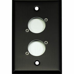 Whirlwind WP1B/2H 1-Gang Wall Plate Punched for 2 Whirlwind/Switchcraft D3F Terminals (Black Finish)