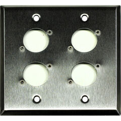 Whirlwind WP2/4H 2-Gang Wall Plate Punched for 4 Whirlwind/Switchcraft D3F Terminals (Stainless Steel Finish)