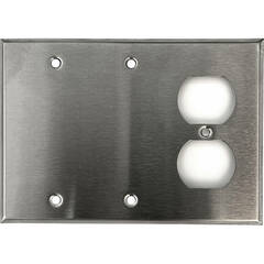 Whirlwind WP3/AC1 3-Gang Wall Plate Punched for 1 Edison Duplex Terminal (Stainless Steel Finish)