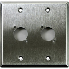 Whirlwind WP2/2NDH 2-Gang Wall Plate Punched for 2 Neutrik XLR Terminals (Stainless Steel Finish)
