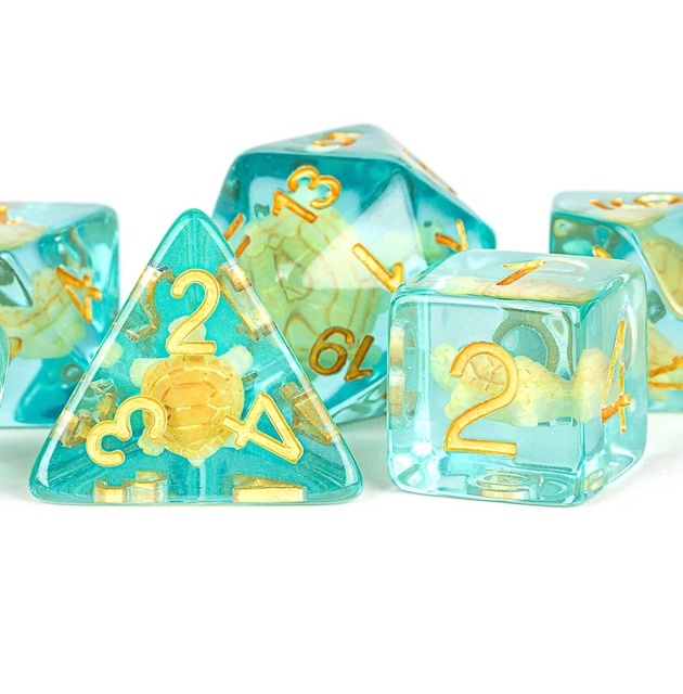 16mm Resin Poly Dice Set: Turtle Dice