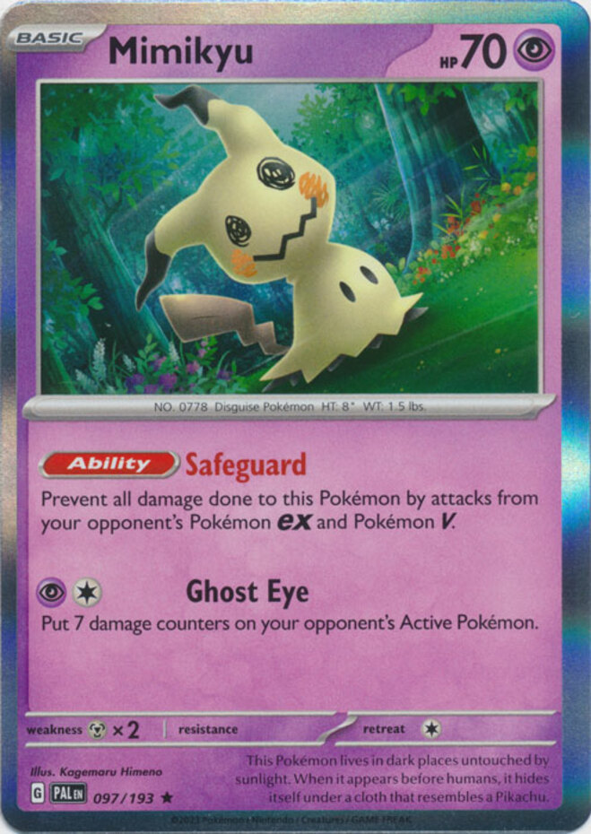ポケモン x1 Mimikyu - 097/193 - Holo Rare Pokemon SV02 Paldea Evolved M/NM